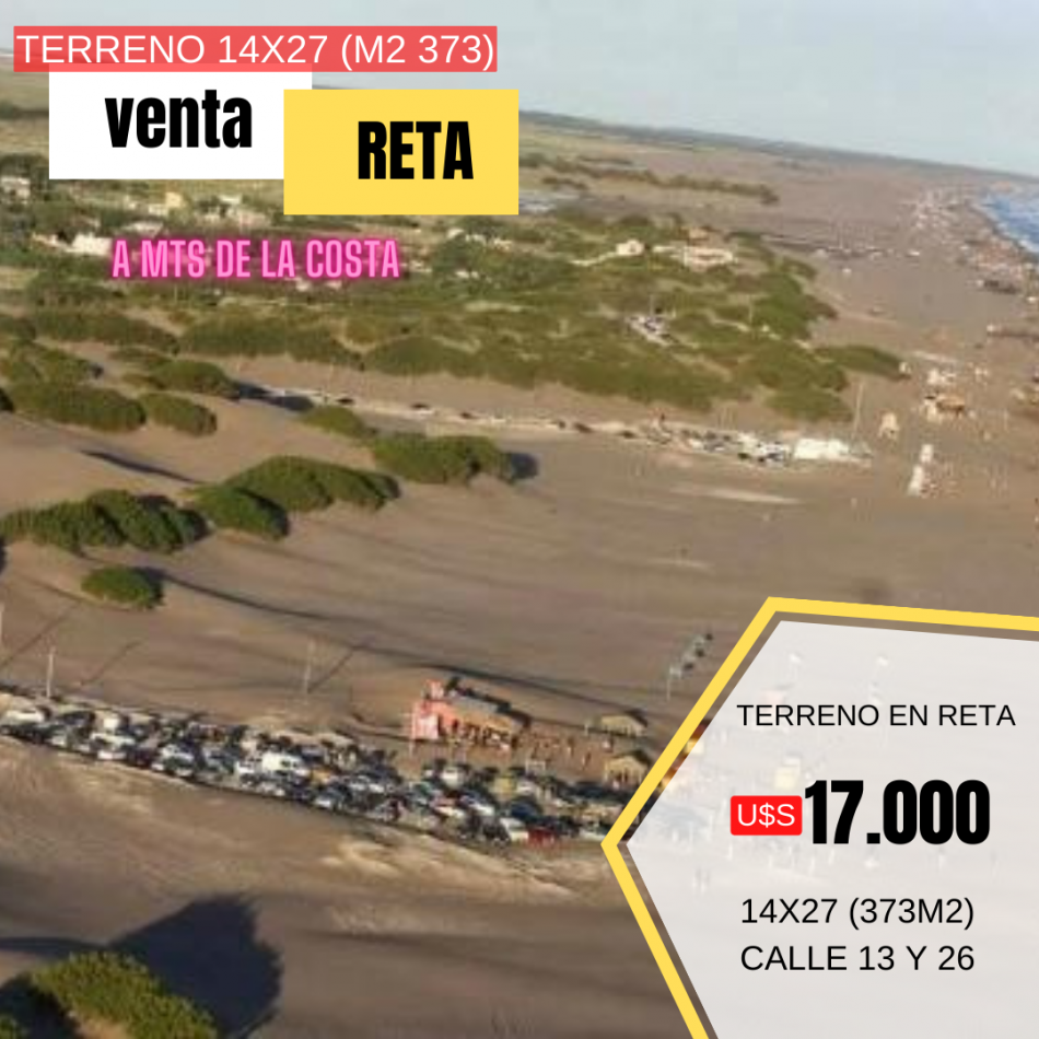 Terreno en Reta a mts de la costa