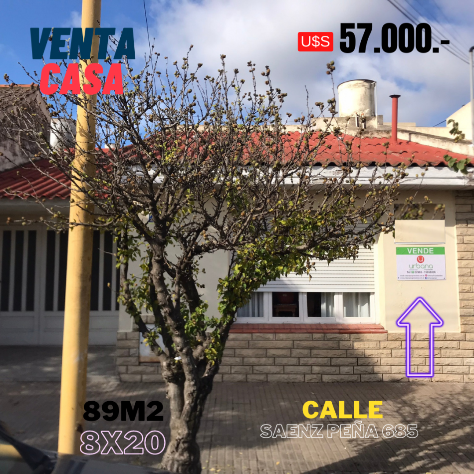 Casa 2 hab x calle Saenz Peña